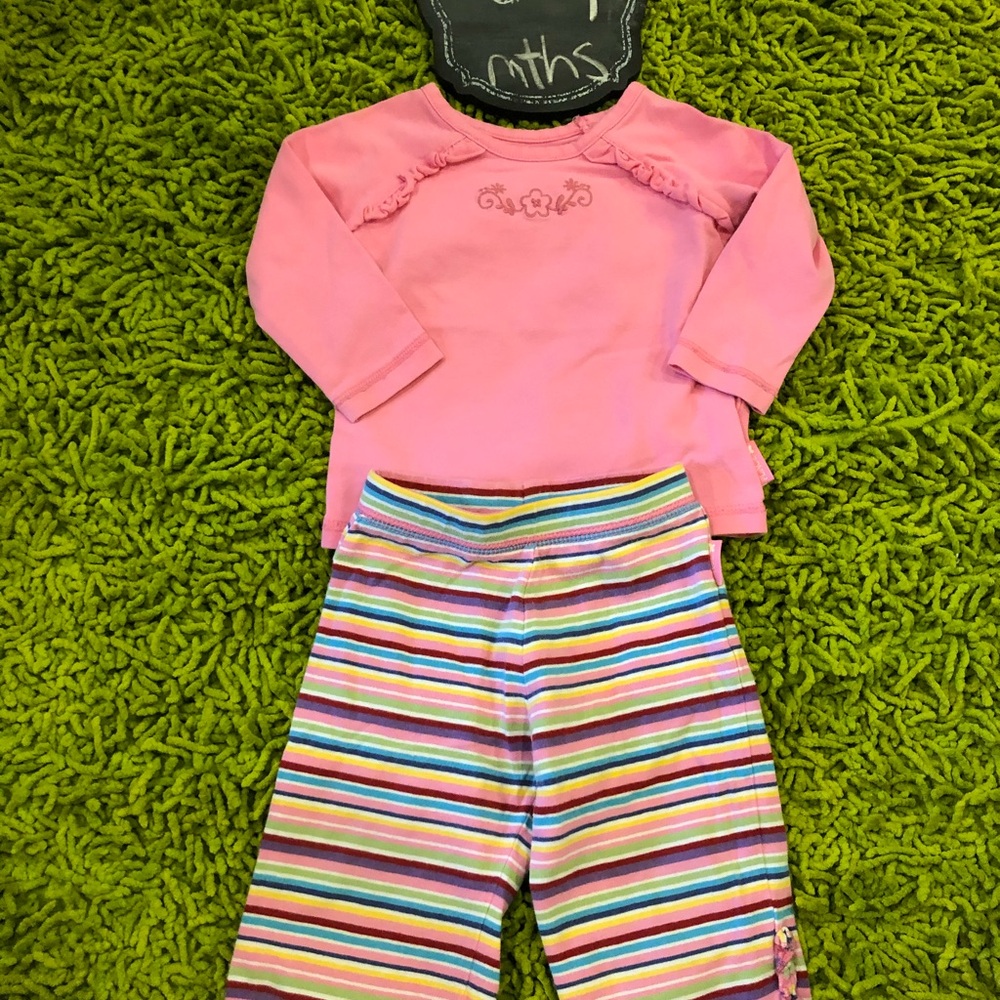The Children's Place Pink Top and Striped Pants Set